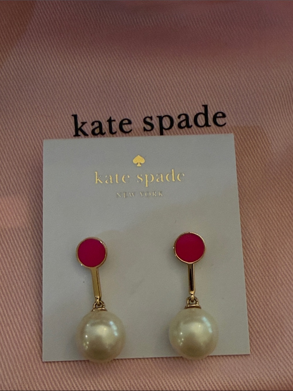 kate spade Pink and Pearl Drop Earrings NWT